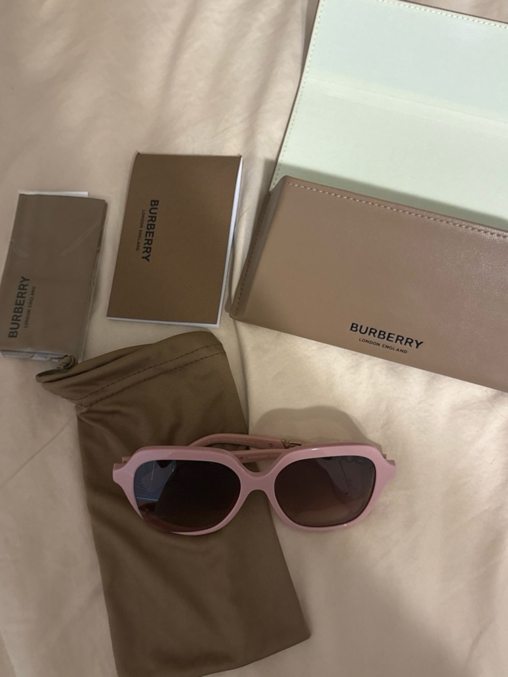 Burberry Pink Frame Sunglasses with Brown Gradient Lenses - Picture 3 of 6